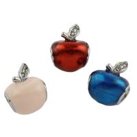 Stainless Steel European Beads, 316L Stainless Steel, Apple, enamel & with rhinestone, more colors for choice, 14x12x10mm, Hole:Approx 4mm, 5PCs/Bag, Sold By Bag