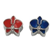 Stainless Steel European Beads, 316L Stainless Steel, enamel & with rhinestone, more colors for choice, 12x12x7mm, Hole:Approx 4mm, 5PCs/Bag, Sold By Bag