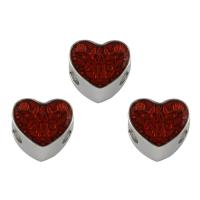 Stainless Steel European Beads, 316L Stainless Steel, Heart, enamel, red, 10x11x7mm, Hole:Approx 4mm, 5PCs/Bag, Sold By Bag