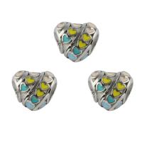 Stainless Steel European Beads, 316L Stainless Steel, Heart, enamel, multi-colored, 11x12x8mm, Hole:Approx 4mm, 5PCs/Bag, Sold By Bag