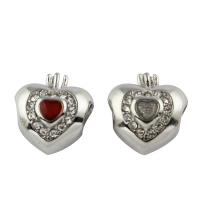 Stainless Steel European Beads, 316L Stainless Steel, Heart, enamel & with rhinestone, more colors for choice, 12x12x7mm, Hole:Approx 3mm, 5PCs/Bag, Sold By Bag