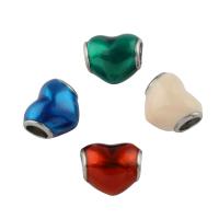 Stainless Steel European Beads, 316L Stainless Steel, Heart, enamel, more colors for choice, 10x11x9mm, Hole:Approx 4mm, 5PCs/Bag, Sold By Bag