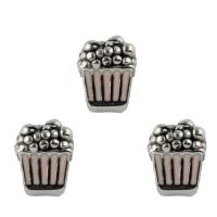 Stainless Steel European Beads, 316L Stainless Steel, Popcorn, enamel, pink, 12x9x9mm, Hole:Approx 4mm, 5PCs/Bag, Sold By Bag