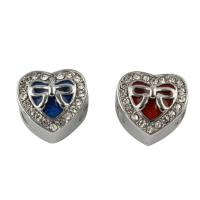 Stainless Steel European Beads, 316L Stainless Steel, Heart, enamel, more colors for choice, 11x11x7mm, Hole:Approx 4mm, 5PCs/Bag, Sold By Bag