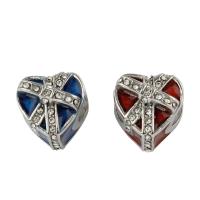 Stainless Steel European Beads, 316L Stainless Steel, Heart, enamel & with rhinestone, more colors for choice, 11x11x10mm, Hole:Approx 4mm, 5PCs/Bag, Sold By Bag