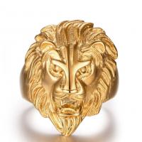 Bague homme en acier inoxydable, lion, Placage, bijoux de mode & normes différentes pour le choix & pour homme, doré, Vendu par PC