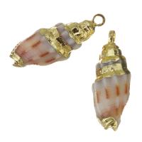 Brass Jewelry Pendants, with Shell, Shell, gold color plated, fashion jewelry, nickel, lead & cadmium free, 6.5-7x18-18.5x6.5-7mm, Hole:Approx 1.5mm, 20PCs/Lot, Sold By Lot