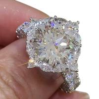 Cubic Zircon Brass Finger Ring silver color plated & for woman 15*8mm Sold By PC