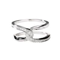Circón cúbico anillo de latón, metal, chapado en color de plata, diverso tamaño para la opción & para mujer, 10*5mm, Vendido por UD