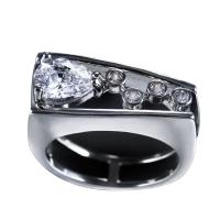 Circón cúbico anillo de latón, metal, chapado en color de plata, diverso tamaño para la opción & para mujer, 6.5mm, 2PCs/Bolsa, Vendido por Bolsa