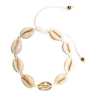 Skořápka šperku, s Nylon kabel & Zinek, s 7cm extender řetězce, barva pozlacený, nastavitelný & pro ženy, bílý, Délka Cca 14.1 inch, 2přediva/Lot, Prodáno By Lot