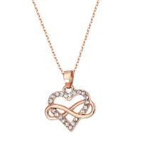 Brass Necklace, with 6cm extender chain, rose gold color plated, oval chain & different styles for choice & for woman & with rhinestone, nickel, lead & cadmium free, 20mm, Sold Per Approx 15.7 Inch Strand