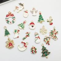 Mobile Phone DIY Decoration Zinc Alloy gold color plated Christmas Design & enamel & with rhinestone & mixed nickel lead & cadmium free  Sold By Lot