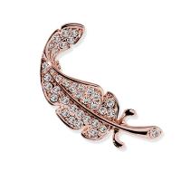 Zinc Alloy Brooches Feather plated fashion jewelry & for woman & with rhinestone Sold By PC