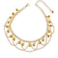Tibetan Style Anklet, gold color plated, oval chain & for woman, nickel, lead & cadmium free, 220mm, 2Strands/Bag, Sold By Bag