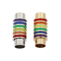 Zinc Alloy magnetlås, forgyldt, emalje, flere farver til valg, nikkel, bly & cadmium fri, 22x8x8mm, Indvendig diameter:Ca. 6mm, Ca. 100pc'er/Bag, Solgt af Bag