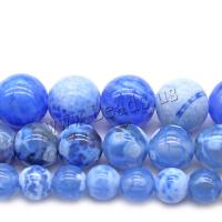 Natural Crackle akaatti helmiä, Flat Flower Agate, Pyöreä, kiiltävä, erikokoisia valinnalle, sininen, Reikä:N. 1mm, Myymät Strand