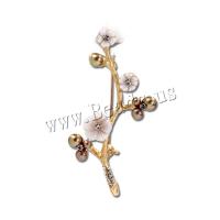 Zinc Alloy Brooches with Shell Pearl & Shell Flower plated fashion jewelry & micro pave cubic zirconia & for woman Sold By PC