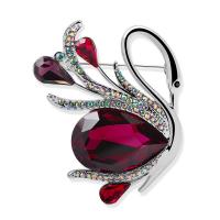 Tibetan Style Brooch, with Austrian Crystal, Swan, platinum plated, fashion jewelry & for woman & with rhinestone, more colors for choice, 50x58mm, Sold By PC