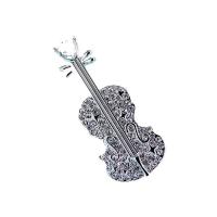 Tibetan Style Brooches, with Crystal, Violin, plated, fashion jewelry & for woman & with rhinestone, more colors for choice, 20x51mm, Sold By PC