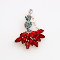 Zinc Alloy Brooch with Crystal Mermaid plated for woman & with rhinestone Sold By PC