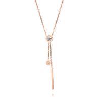 Collar de acero inoxidable de la joyería, chapado, para mujer & con diamantes de imitación, color de rosa dorada, 45+5cm, Vendido por Sarta