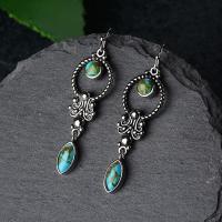 Turquoise Earring Zinc Alloy with turquoise antique silver color plated for woman nickel lead & cadmium free 44mm Sold By Bag
