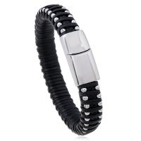 PU Leather Cord Bracelets stainless steel magnetic clasp Unisex 12mm Sold Per Approx 8.66 Inch Strand
