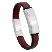 Stainless Steel Bracelet & for man brown 11mm Sold Per Approx 8.07-8.86 Inch Strand