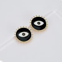 Tibetan Style Stud Earring, with enamel, gold color plated, for woman, nickel, lead & cadmium free, 28mm, Sold By Strand