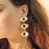 Tibetan Style Drop Earrings, with enamel, gold color plated, for woman, nickel, lead & cadmium free, 24x54mm, Sold By Strand
