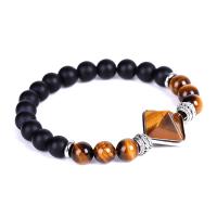 Agate Bracelet with Clear Quartz & Stainless Steel Unisex & anti-fatigue & frosted 8mm Sold Per Approx 7.28 Inch Strand