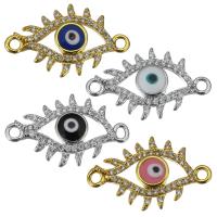 Brass Connector, Evil Eye, plated, different styles for choice & enamel & 1/1 loop, more colors for choice, nickel, lead & cadmium free, 21.5x13x2.5mm, Hole:Approx 1.5mm, 20PCs/Lot, Sold By Lot