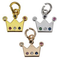 Cubic Zirconia Micro Pave Brass Pendant, Crown, plated, micro pave cubic zirconia, more colors for choice, nickel, lead & cadmium free, 13x13x1.5mm, Hole:Approx 4mm, 30PCs/Lot, Sold By Lot
