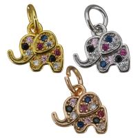 Cubic Zirconia Micro Pave Brass Pendant, Elephant, plated, micro pave cubic zirconia, more colors for choice, nickel, lead & cadmium free, 11.5x10x2mm, Hole:Approx 4mm, 30PCs/Lot, Sold By Lot