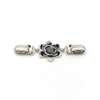 Zinc Alloy Collar Bar Flower silver color plated for woman & enamel nickel lead & cadmium free 100mm Sold By Bag