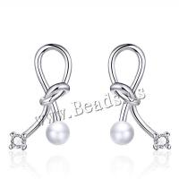 925 Sterling Silver Stud Earrings with Shell Pearl plated fashion jewelry & for woman & with cubic zirconia Sold By Pair