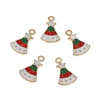 Tibetan Style Christmas Pendants, Christmas Hat, gold color plated, Christmas Design & enamel, nickel, lead & cadmium free, 19x12x2.50mm, Hole:Approx 1.5mm, Approx 50PCs/Bag, Sold By Bag