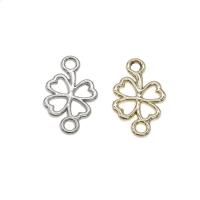Tibetan Style, Four Leaf Clover, plated, 1/1 loop, more colors for choice, nickel, lead & cadmium free, 20x12x1mm, Hole:Approx 2mm, Approx 100PCs/Bag, Sold By Bag