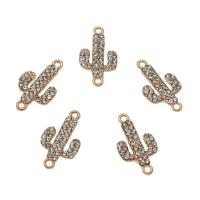 Tibetan Style Connector, Opuntia Stricta, gold color plated, with rhinestone & 1/1 loop, nickel, lead & cadmium free, 23x14x2mm, Hole:Approx 1.5mm, Approx 50PCs/Bag, Sold By Bag