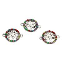 Tibetan Style Connector, with Resin, Tree, antique silver color plated, 1/1 loop, mixed colors, nickel, lead & cadmium free, 24x18x2.50mm, Hole:Approx 1.5mm, Approx 50PCs/Bag, Sold By Bag