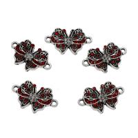 Animal Tibetan Style Connector, Butterfly, antique silver color plated, with rhinestone & 1/1 loop, nickel, lead & cadmium free, 22x14x2.50mm, Hole:Approx 1mm, Approx 50PCs/Bag, Sold By Bag