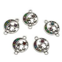 Star Tibetan Style Connector, with Resin, Moon and Star, antique silver color plated, 1/1 loop, nickel, lead & cadmium free, 22x16x3mm, Hole:Approx 1.5mm, Approx 50PCs/Bag, Sold By Bag