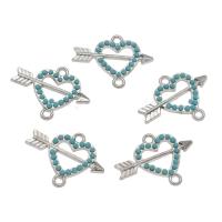 Heart Tibetan Style Connector, with Resin, platinum color plated, 1/1 loop, skyblue, nickel, lead & cadmium free, 24x18x2.50mm, Hole:Approx 1.5mm, Approx 50PCs/Bag, Sold By Bag
