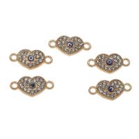 Heart Zinc Alloy Connector Flat Heart gold color plated enamel & with rhinestone & 1/1 loop nickel lead & cadmium free Approx 1.5mm Approx Sold By Bag