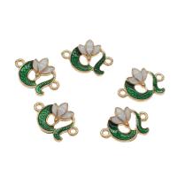 Flower Tibetan Style Connector, gold color plated, enamel & 1/1 loop, nickel, lead & cadmium free, 19x13x3.50mm, Hole:Approx 1.5mm, Approx 50PCs/Bag, Sold By Bag