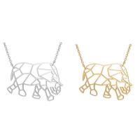Stainless Steel Jewelry Necklace Elephant polished oval chain & for woman & hollow Length Approx 15.75 Inch Sold By Lot