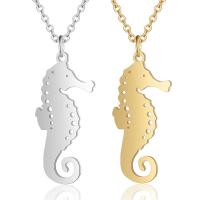 Stainless Steel Jewelry Necklace, Seahorse, polished, oval chain & for woman, more colors for choice, 15x34mm, Length:Approx 17.72 Inch, 5Strands/Lot, Sold By Lot