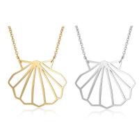 Stainless Steel Jewelry Necklace Shell polished fashion jewelry & oval chain & for woman & hollow Length Approx 15.75 Inch Sold By Lot