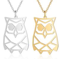 Stainless Steel Jewelry Necklace, Owl, polished, oval chain & for woman & hollow, more colors for choice, 21x34mm, Length:Approx 17.72 Inch, 5Strands/Lot, Sold By Lot
